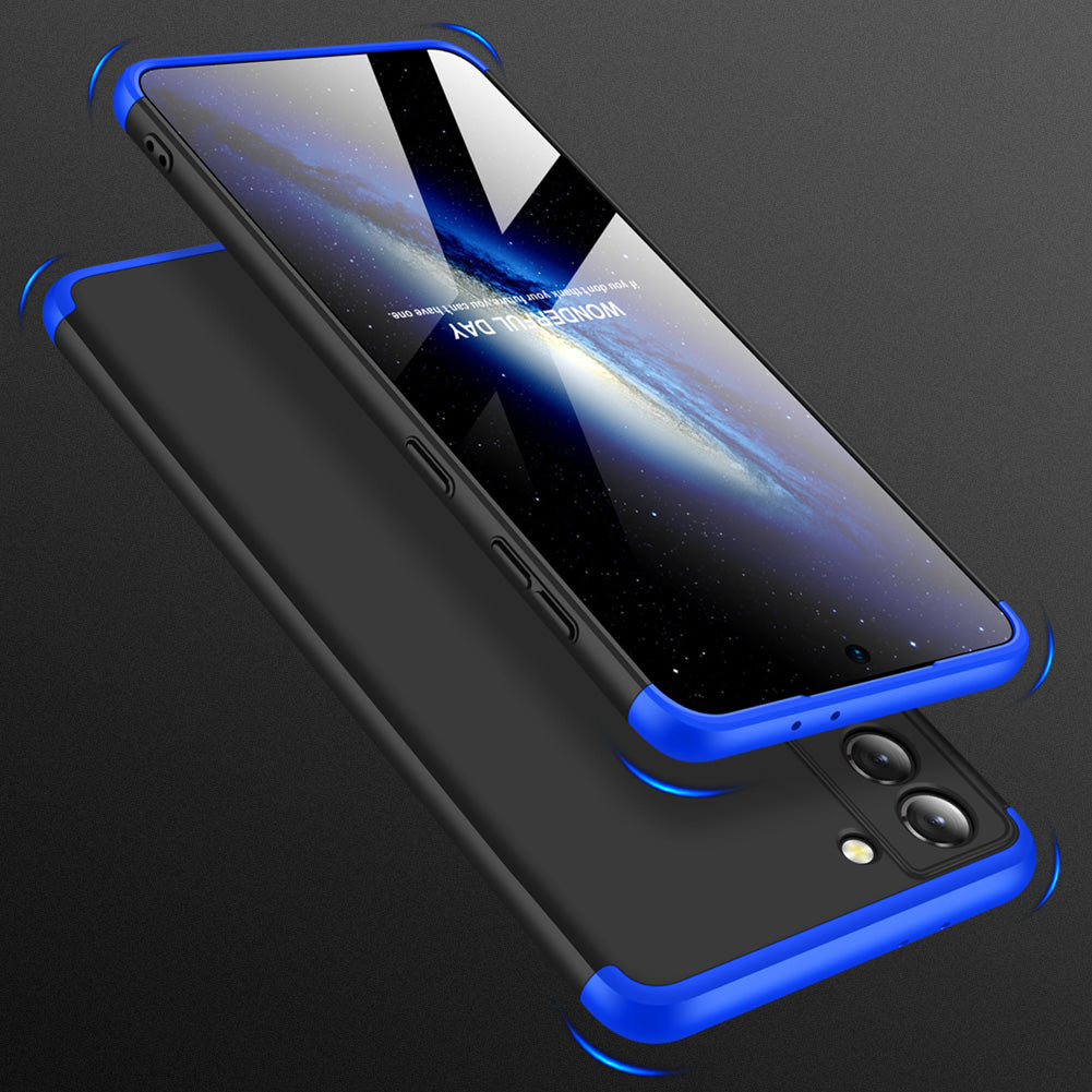 GKK Detachable 3-Piece Design Matte Finish Full Coverage PC Protective Shell Case for Samsung Galaxy S20 FE 4G/FE 5G/S20 Lite/S20 FE 2022 - Black / Blue