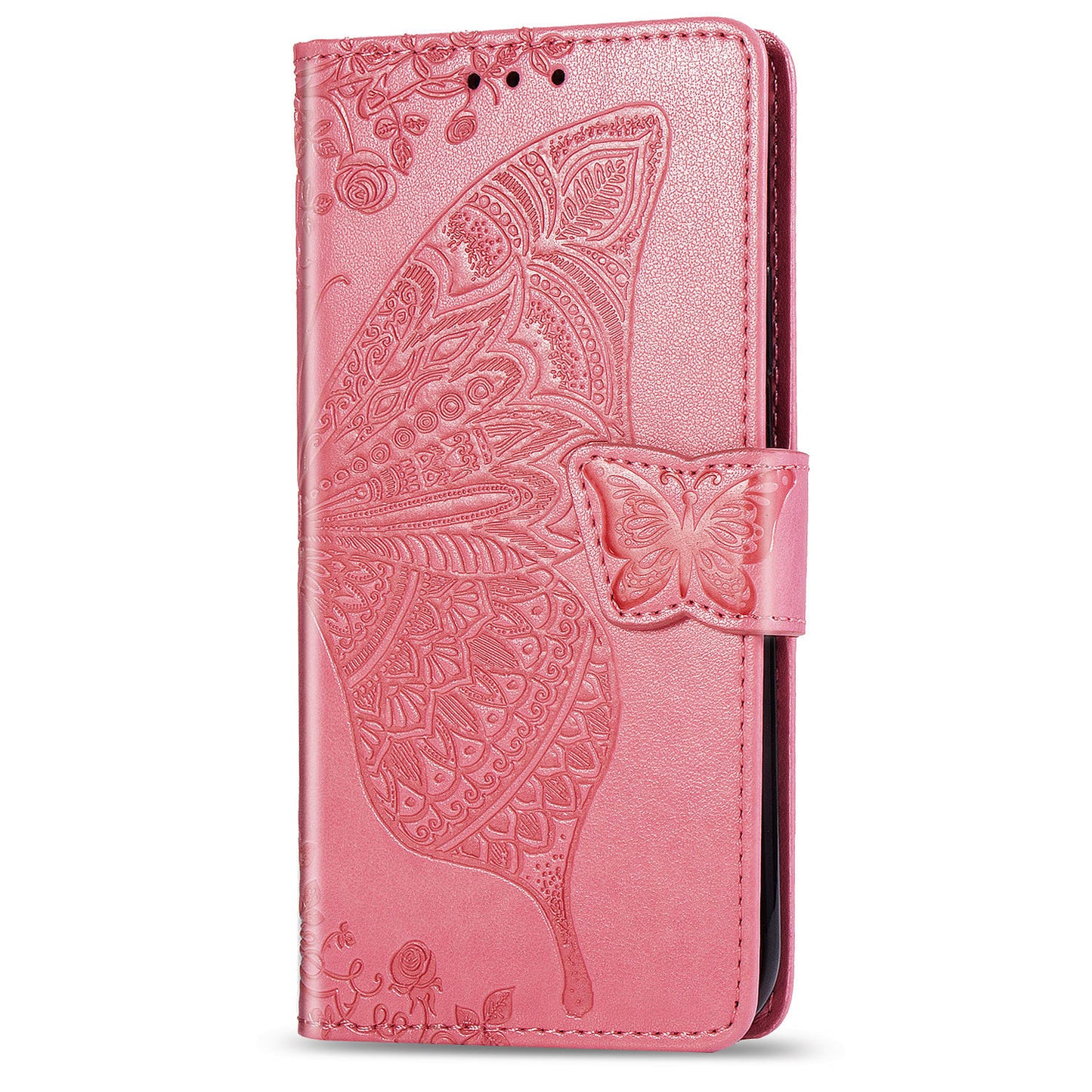 Imprint Big Butterfly Leather Wallet Phone Shell for Samsung Galaxy S20 FE 4G/FE 5G/S20 Lite/S20 FE 2022 - Pink