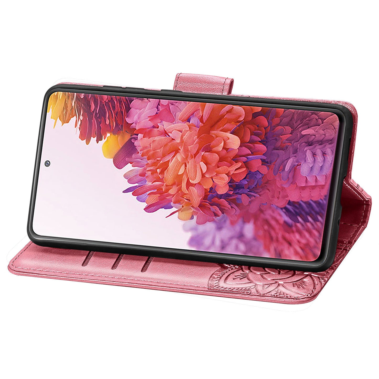 Imprint Big Butterfly Leather Wallet Phone Shell for Samsung Galaxy S20 FE 4G/FE 5G/S20 Lite/S20 FE 2022 - Pink