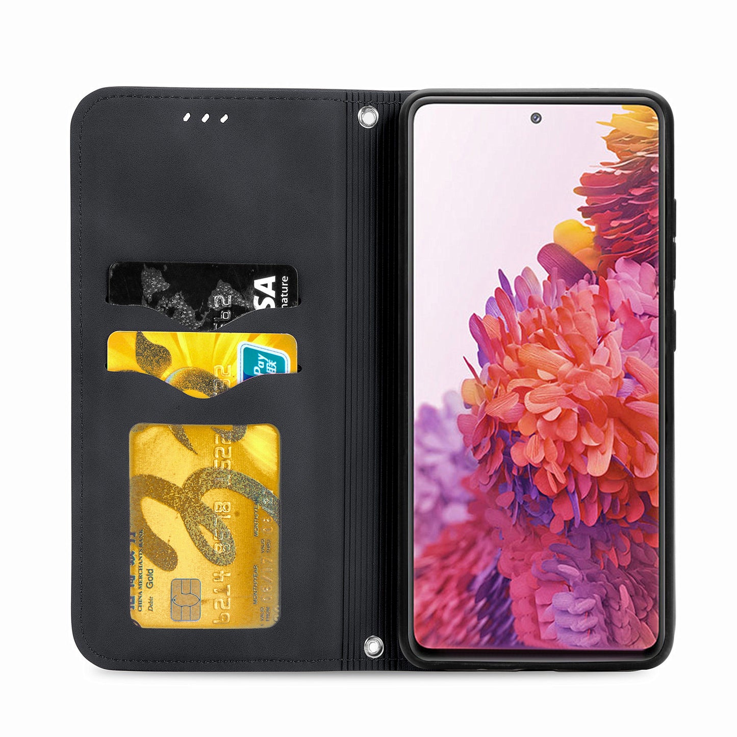 Auto-absorbed Vintage Style Leather Phone Case Cover for Samsung Galaxy S20 FE 4G/FE 5G/S20 Lite/S20 FE 2022 - Black