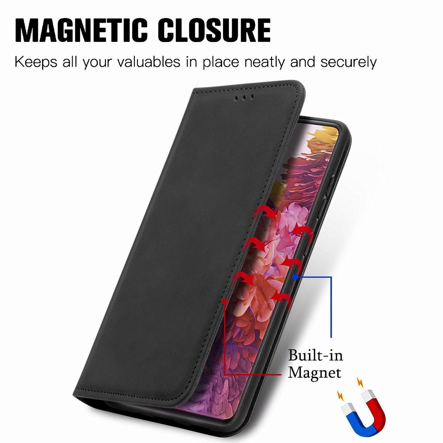 Auto-absorbed Vintage Style Leather Phone Case Cover for Samsung Galaxy S20 FE 4G/FE 5G/S20 Lite/S20 FE 2022 - Black