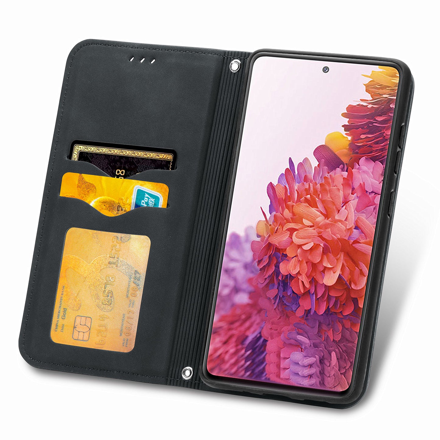 Auto-absorbed Vintage Style Leather Phone Case Cover for Samsung Galaxy S20 FE 4G/FE 5G/S20 Lite/S20 FE 2022 - Black