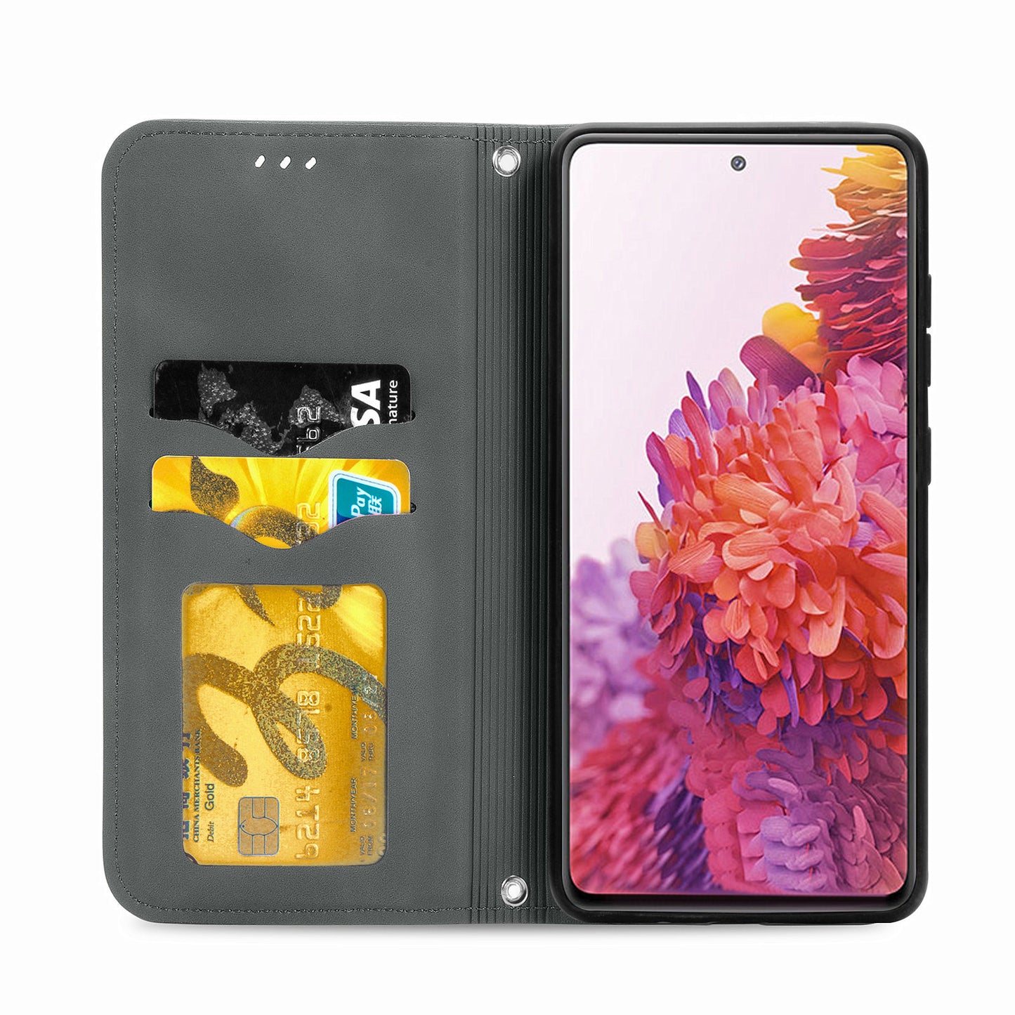 Auto-absorbed Vintage Style Leather Phone Case Cover for Samsung Galaxy S20 FE 4G/FE 5G/S20 Lite/S20 FE 2022 - Grey