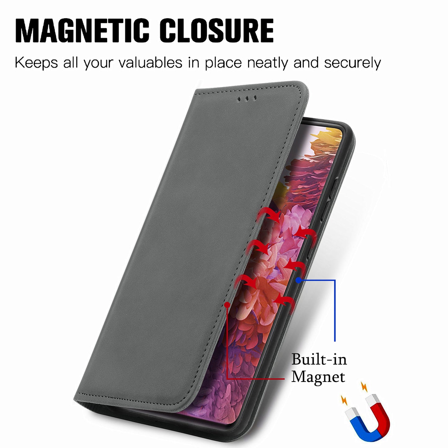 Auto-absorbed Vintage Style Leather Phone Case Cover for Samsung Galaxy S20 FE 4G/FE 5G/S20 Lite/S20 FE 2022 - Grey