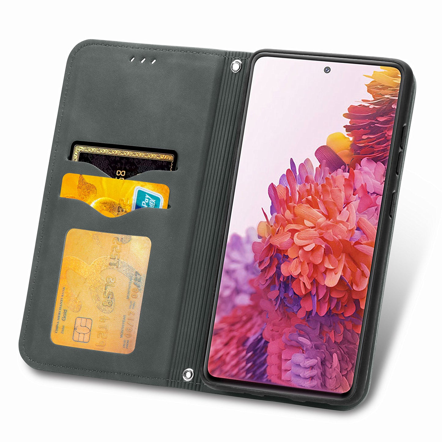Auto-absorbed Vintage Style Leather Phone Case Cover for Samsung Galaxy S20 FE 4G/FE 5G/S20 Lite/S20 FE 2022 - Grey