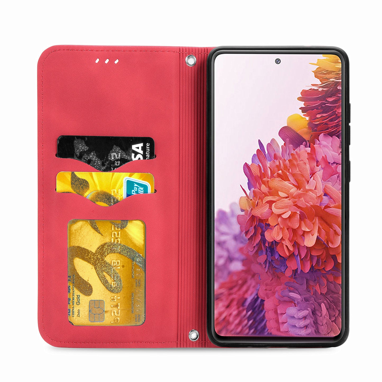 Auto-absorbed Vintage Style Leather Phone Case Cover for Samsung Galaxy S20 FE 4G/FE 5G/S20 Lite/S20 FE 2022 - Red