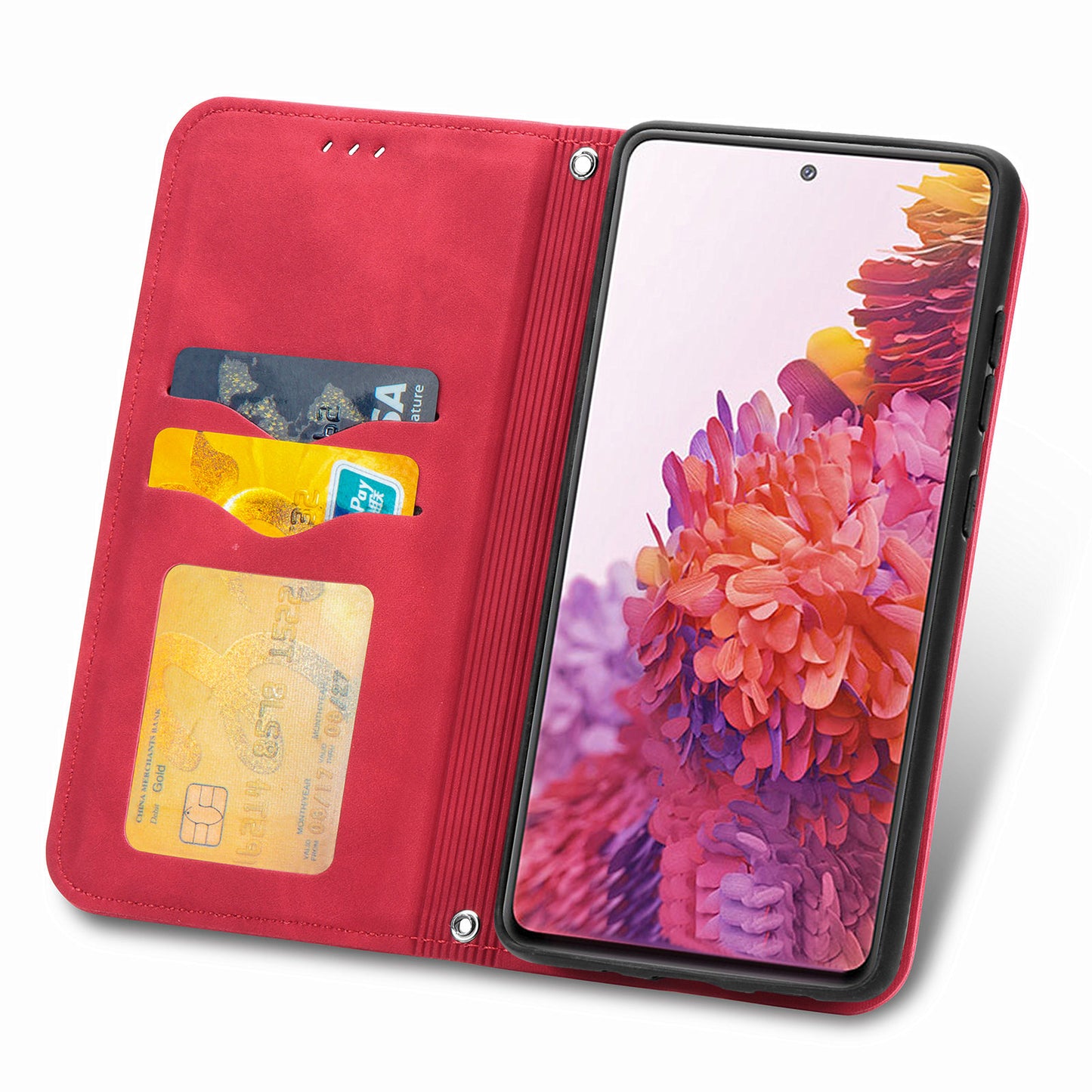 Auto-absorbed Vintage Style Leather Phone Case Cover for Samsung Galaxy S20 FE 4G/FE 5G/S20 Lite/S20 FE 2022 - Red
