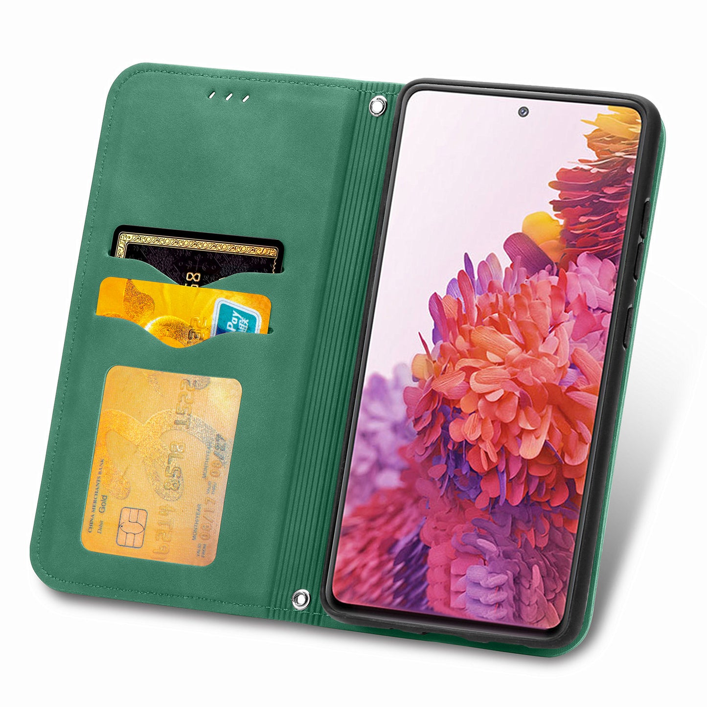 Auto-absorbed Vintage Style Leather Phone Case Cover for Samsung Galaxy S20 FE 4G/FE 5G/S20 Lite/S20 FE 2022 - Green