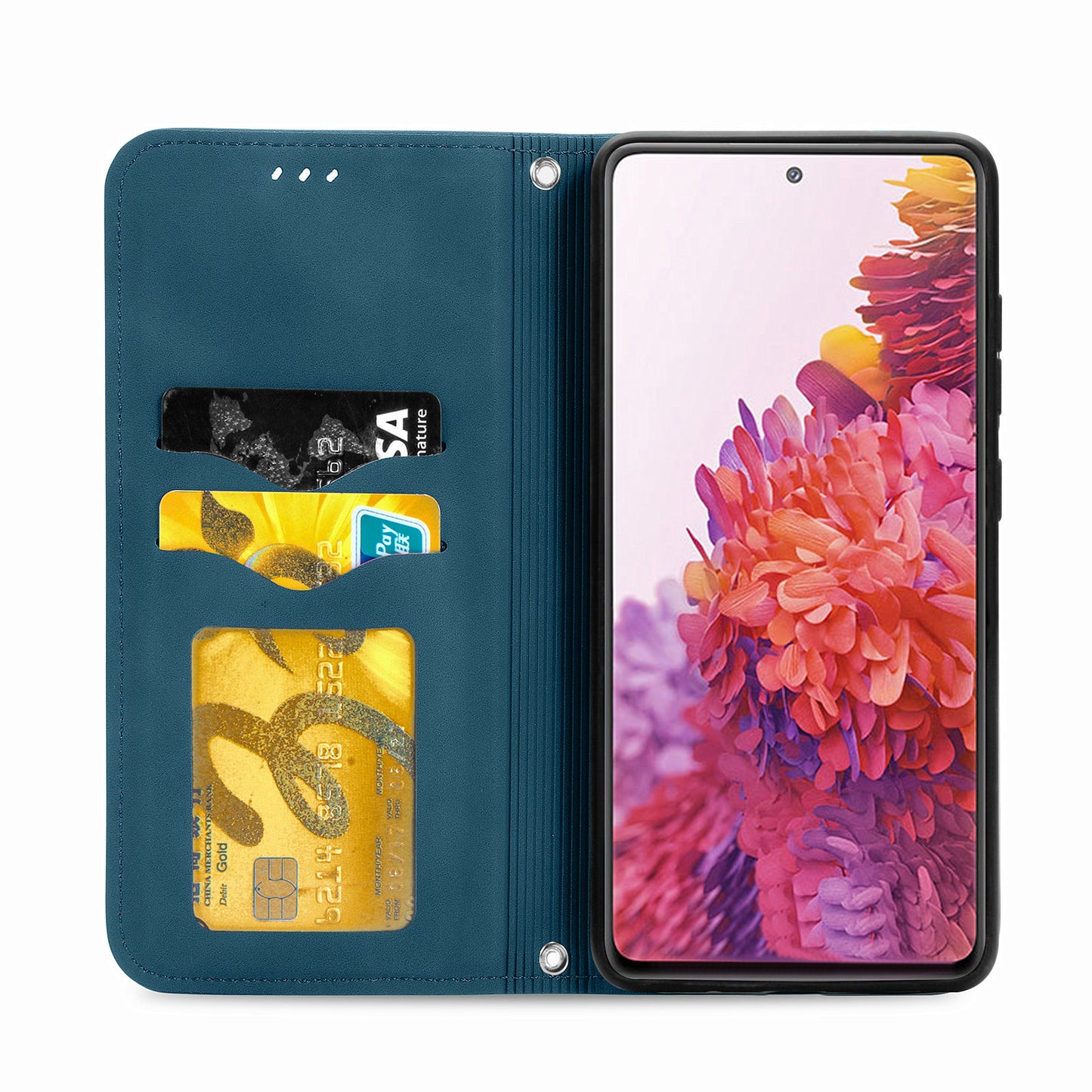 Auto-absorbed Vintage Style Leather Phone Case Cover for Samsung Galaxy S20 FE 4G/FE 5G/S20 Lite/S20 FE 2022 - Blue