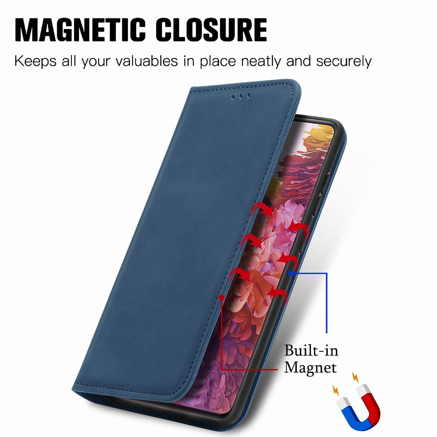 Auto-absorbed Vintage Style Leather Phone Case Cover for Samsung Galaxy S20 FE 4G/FE 5G/S20 Lite/S20 FE 2022 - Blue