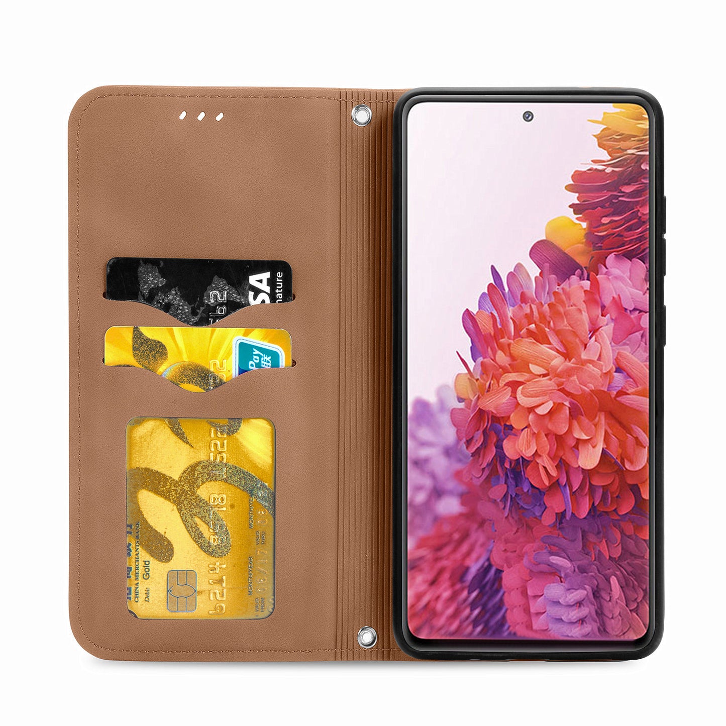 Auto-absorbed Vintage Style Leather Phone Case Cover for Samsung Galaxy S20 FE 4G/FE 5G/S20 Lite/S20 FE 2022 - Brown