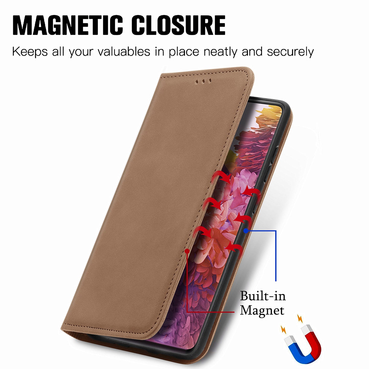 Auto-absorbed Vintage Style Leather Phone Case Cover for Samsung Galaxy S20 FE 4G/FE 5G/S20 Lite/S20 FE 2022 - Brown