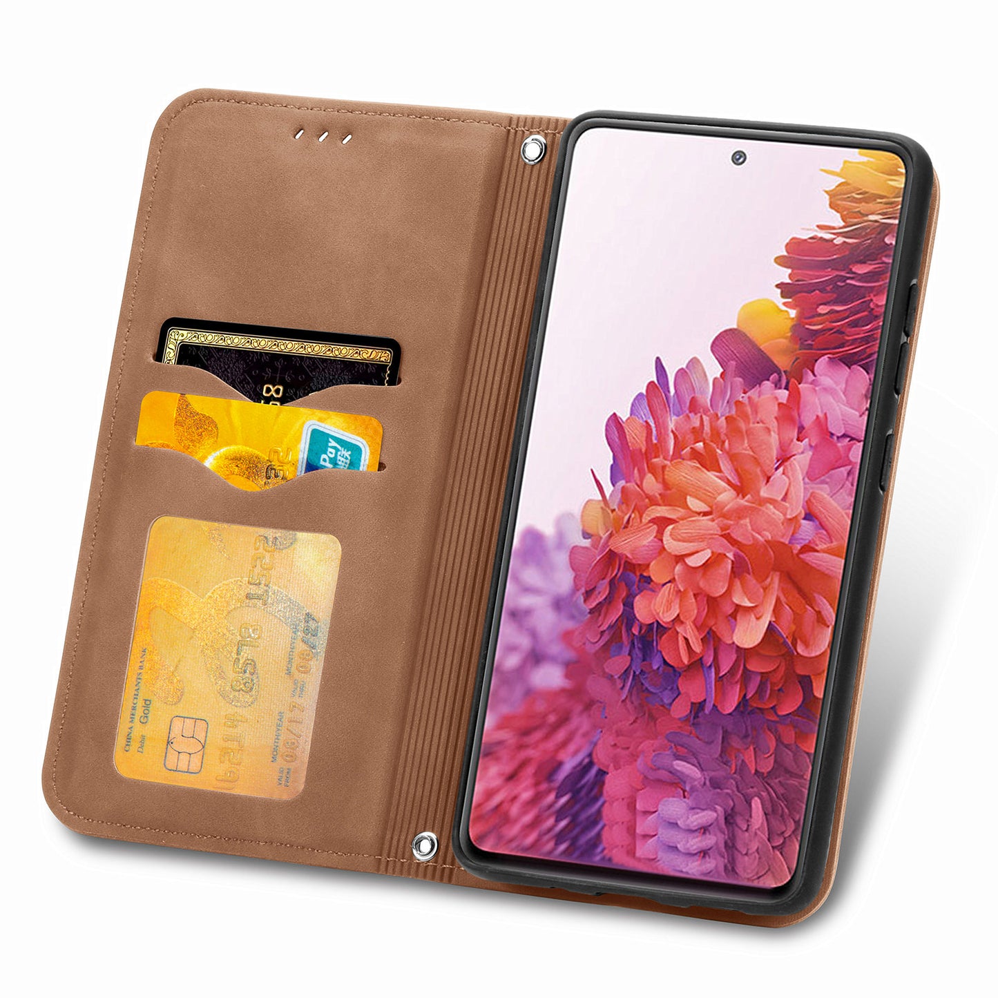 Auto-absorbed Vintage Style Leather Phone Case Cover for Samsung Galaxy S20 FE 4G/FE 5G/S20 Lite/S20 FE 2022 - Brown