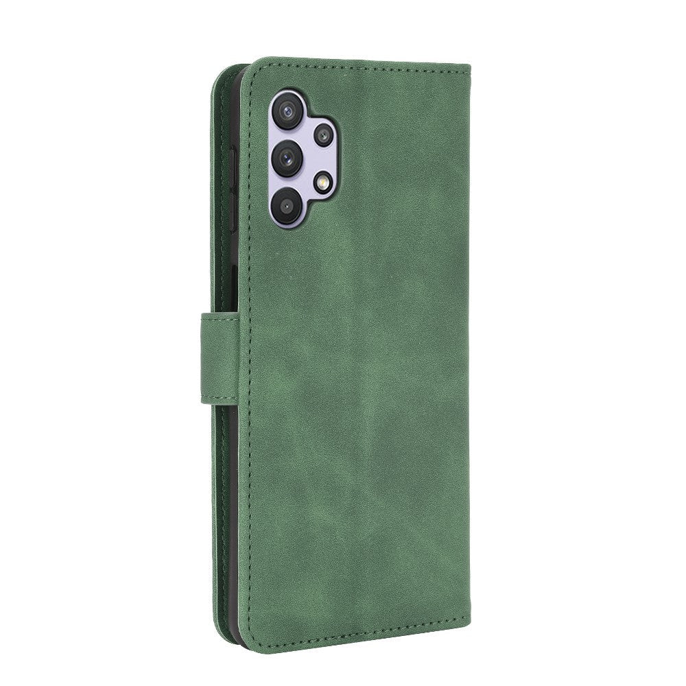 Skin-touch Protective Leather Flip Shell for Samsung Galaxy A32 5G/M32 5G Wallet Stand Cover - Green