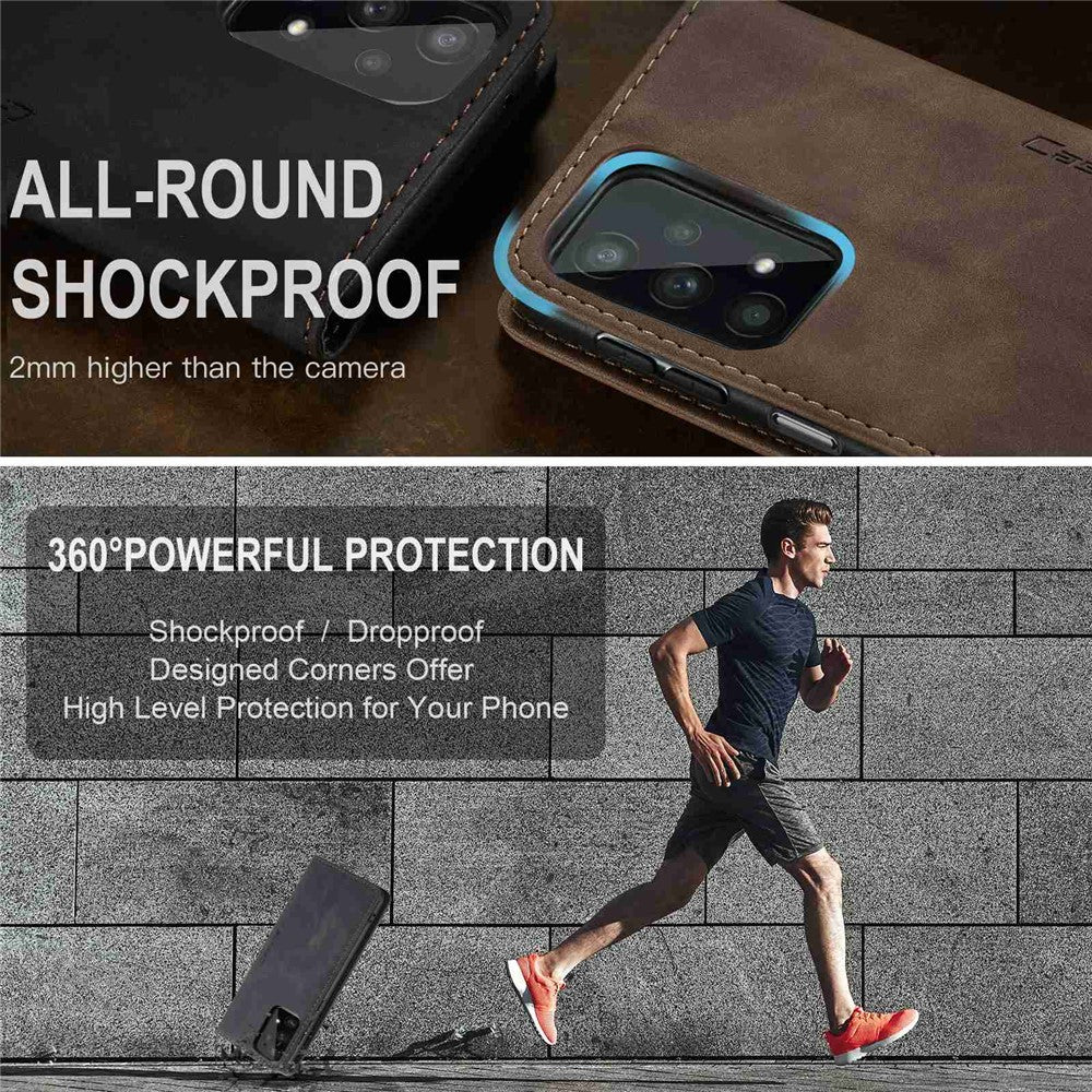 CASEME 013 Series Simple Design Automatic Suction Leather Wallet Case for Samsung Galaxy A32 5G/M32 5G - Black