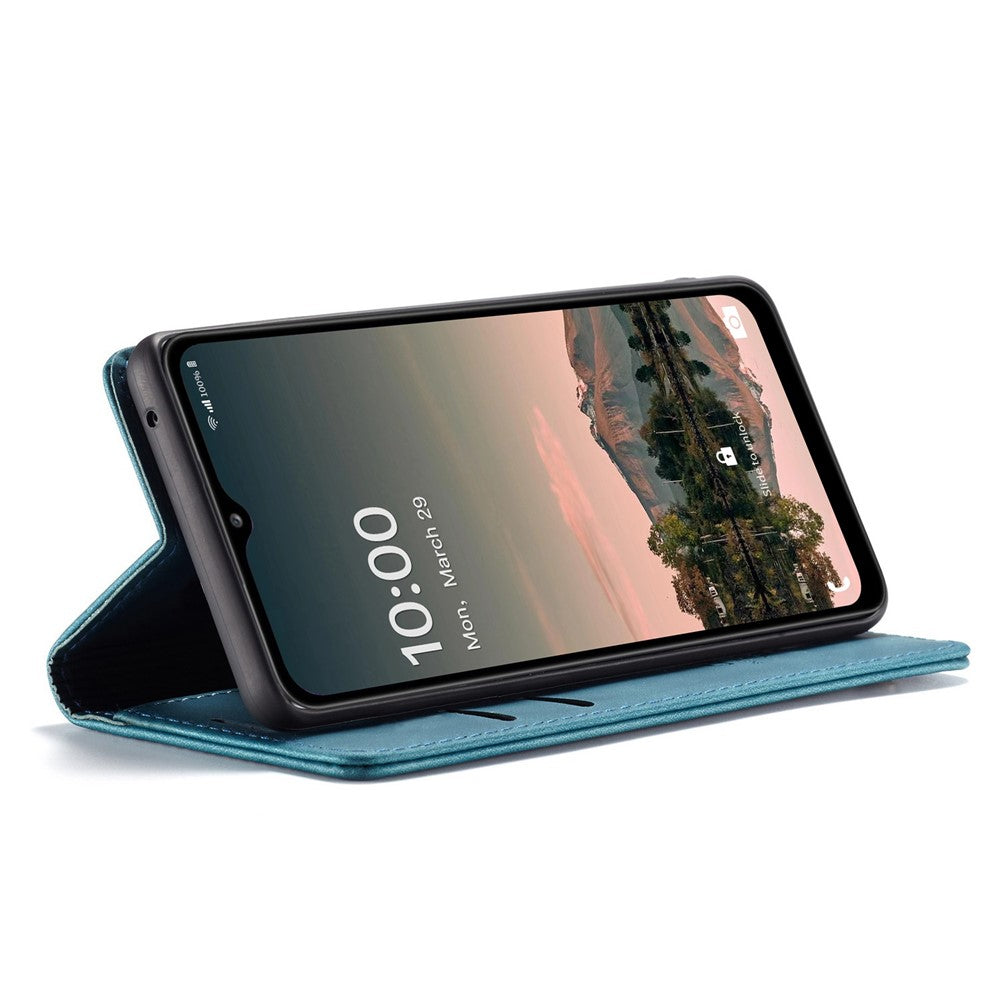 CASEME 013 Series Simple Design Automatic Suction Leather Wallet Case for Samsung Galaxy A32 5G/M32 5G - Blue