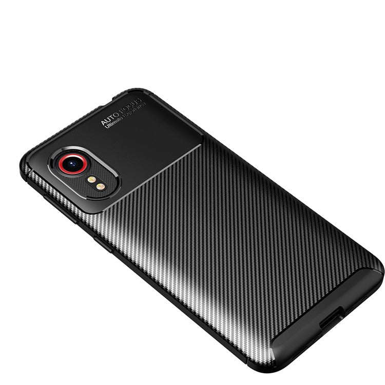 Ultra Slim Carbon Fiber Texture Shock-proof TPU Phone Case for Samsung Galaxy Xcover 5 - Black