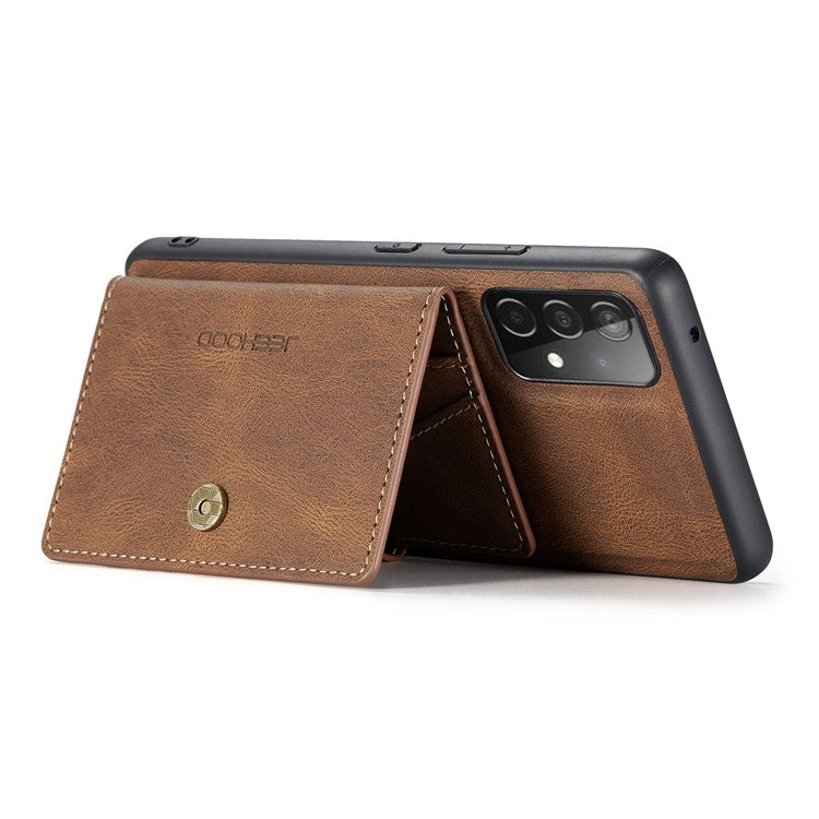 JEEHOOD Detachable 2 in 1 Leather Coated TPU Case with Magnetic Wallet Design for Samsung Galaxy A52 4G/5G / A52s 5G - Brown