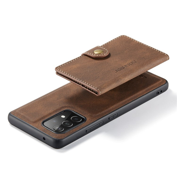 JEEHOOD Detachable 2 in 1 Leather Coated TPU Case with Magnetic Wallet Design for Samsung Galaxy A52 4G/5G / A52s 5G - Brown