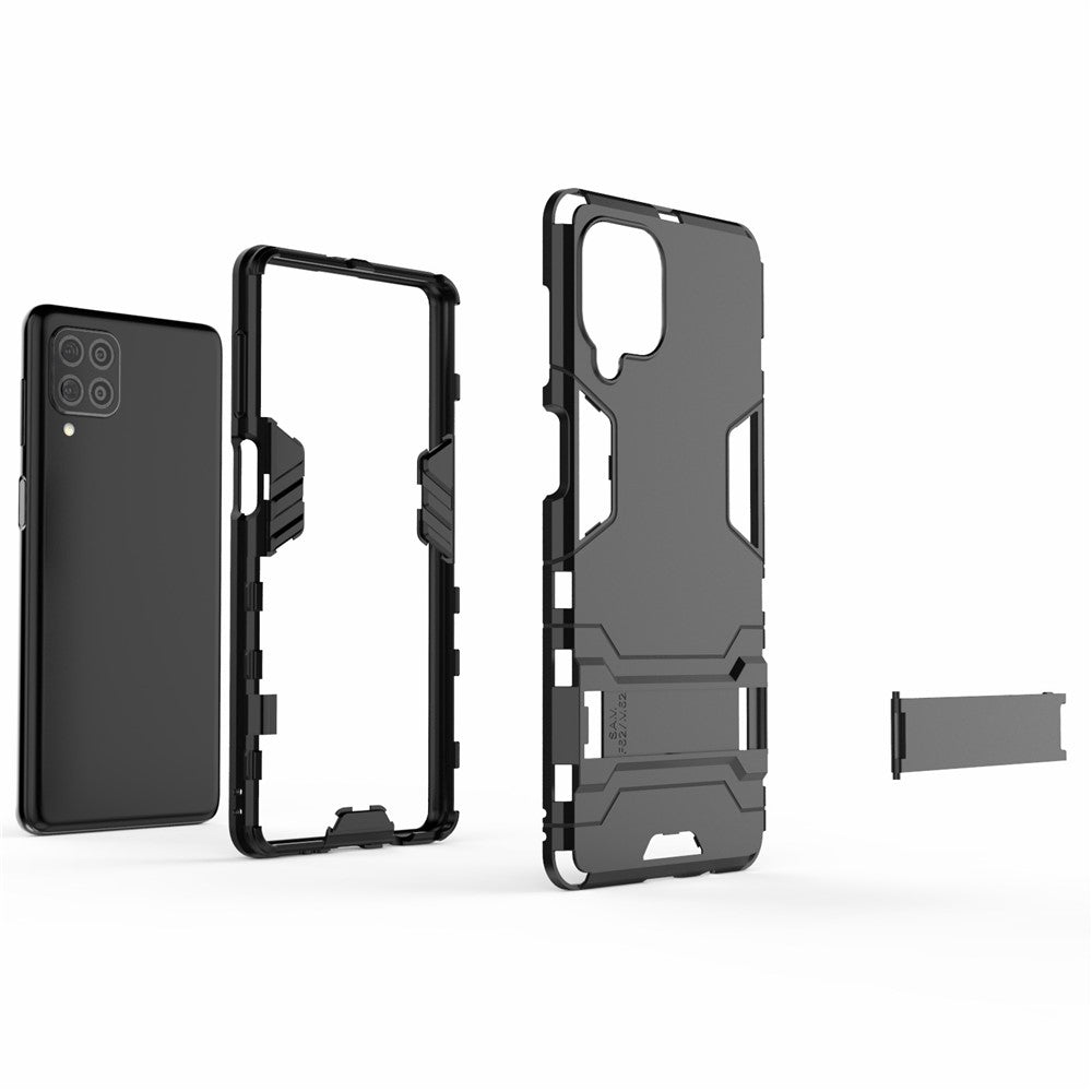 2-in-1 Kickstand PC + TPU Combo Phone Shell for Samsung Galaxy F62 / M62 - Black