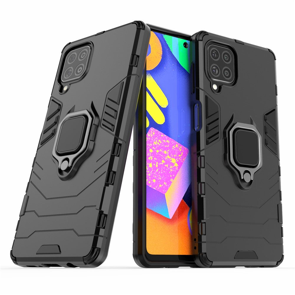 Cool Guard 2-in-1 Ring Holder Kickstand PC TPU Hybrid Case for Samsung Galaxy M62 / Galaxy F62 - Black