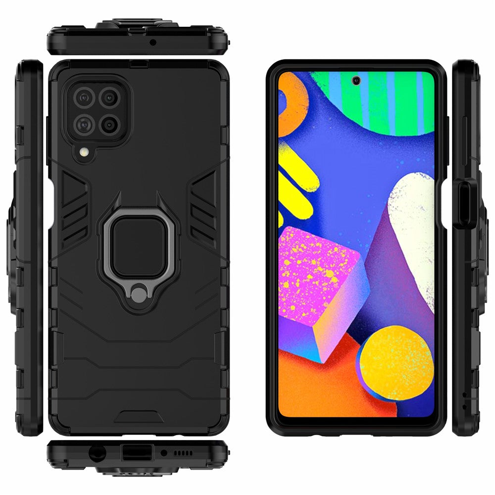 Cool Guard 2-in-1 Ring Holder Kickstand PC TPU Hybrid Case for Samsung Galaxy M62 / Galaxy F62 - Black