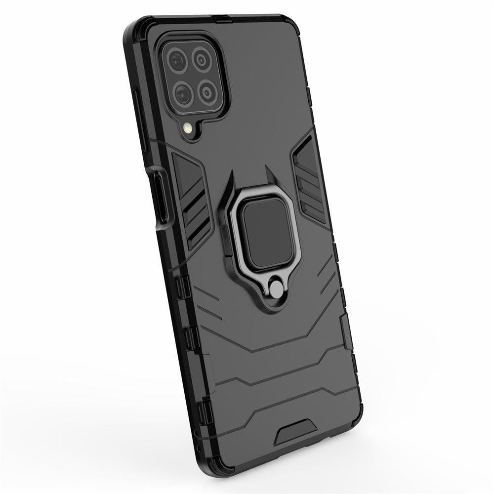Cool Guard 2-in-1 Ring Holder Kickstand PC TPU Hybrid Case for Samsung Galaxy M62 / Galaxy F62 - Black