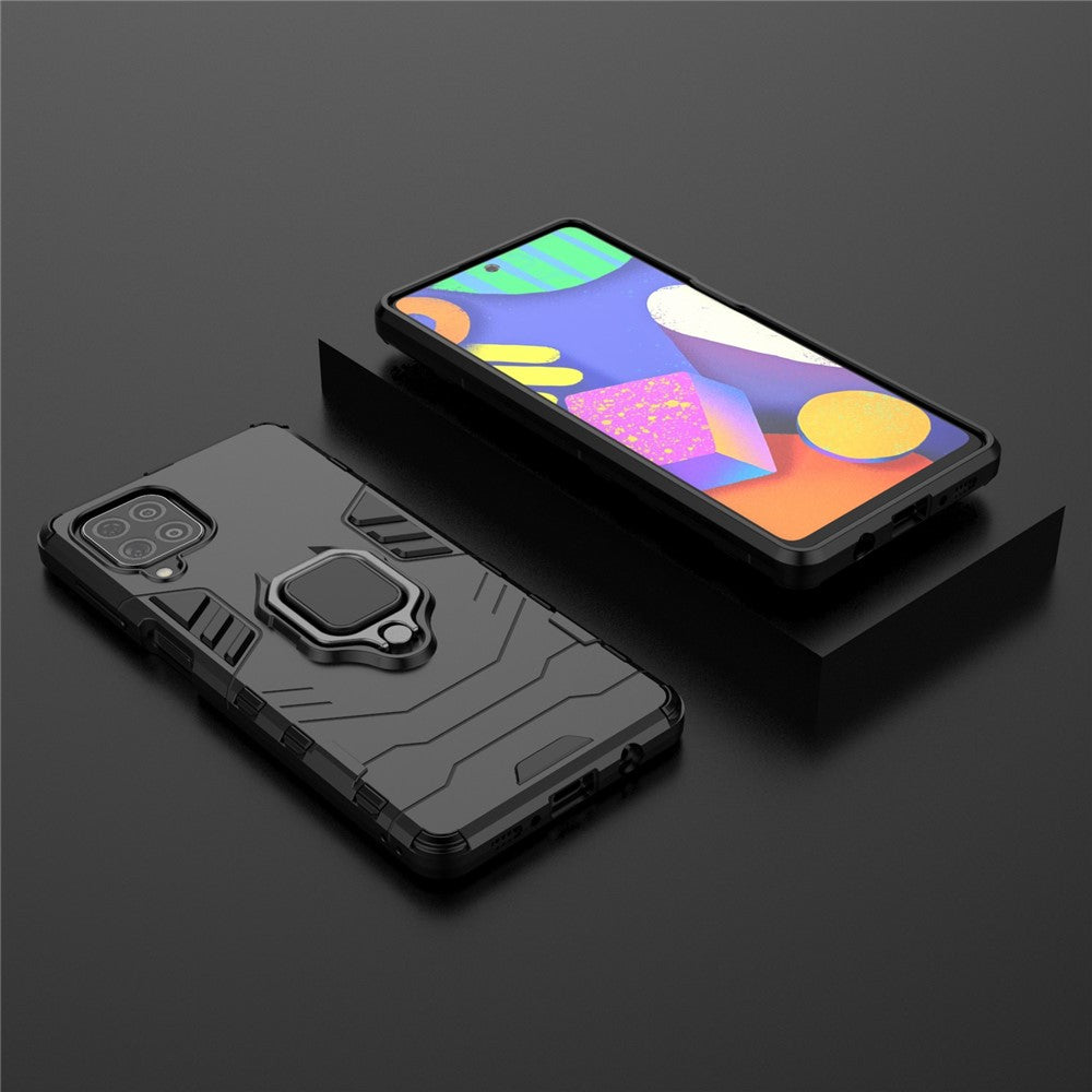 Cool Guard 2-in-1 Ring Holder Kickstand PC TPU Hybrid Case for Samsung Galaxy M62 / Galaxy F62 - Black