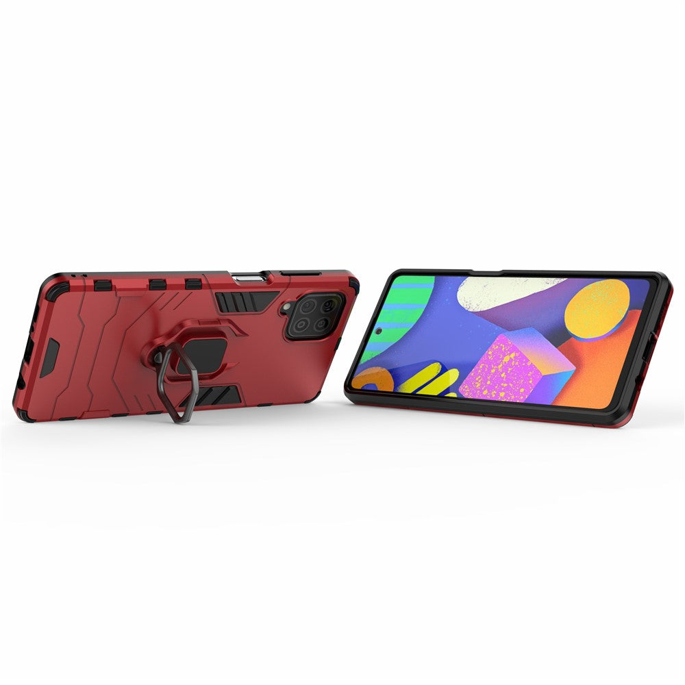 Cool Guard 2-in-1 Ring Holder Kickstand PC TPU Hybrid Case for Samsung Galaxy M62 / Galaxy F62 - Red