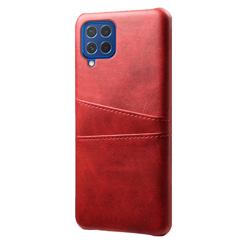 KSQ Double Card Slots PU Leather Coated Plastic Case for Samsung Galaxy M62/F62 - Red