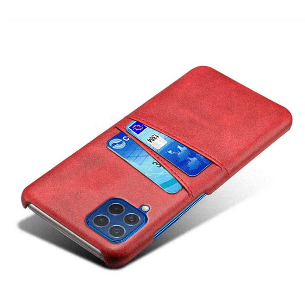 KSQ Double Card Slots PU Leather Coated Plastic Case for Samsung Galaxy M62/F62 - Red