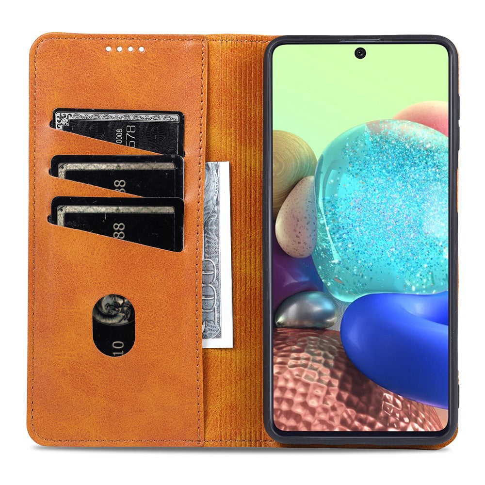 AZNS Wallet Design Auto-absorbed Magnet Well-Protected Leather Stand Mobile Shell Case for Samsung Galaxy F62/M62 - Green