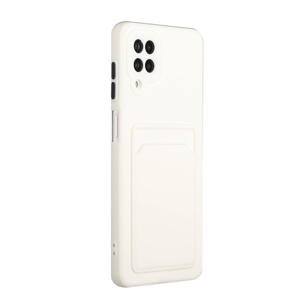 Soft TPU Phone Protection Case Cover with Card Holder for Samsung Galaxy M12 / A12 - White