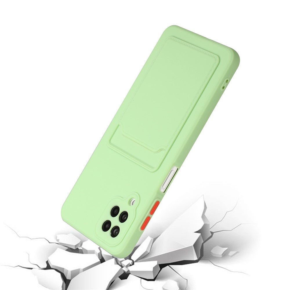Soft TPU Phone Protection Case Cover with Card Holder for Samsung Galaxy M12 / A12 - Green