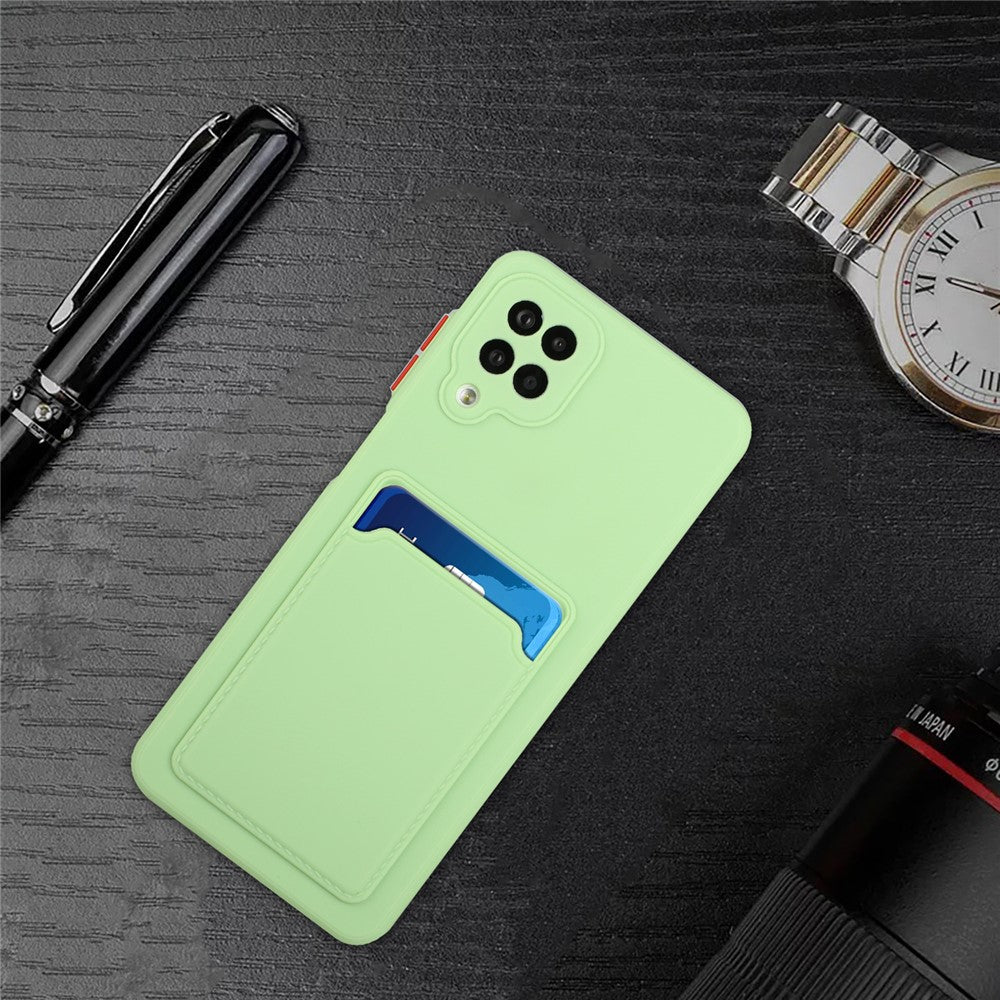 Soft TPU Phone Protection Case Cover with Card Holder for Samsung Galaxy M12 / A12 - Green