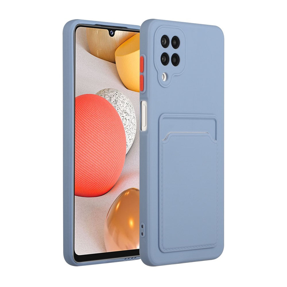 Soft TPU Phone Protection Case Cover with Card Holder for Samsung Galaxy M12 / A12 - Blue