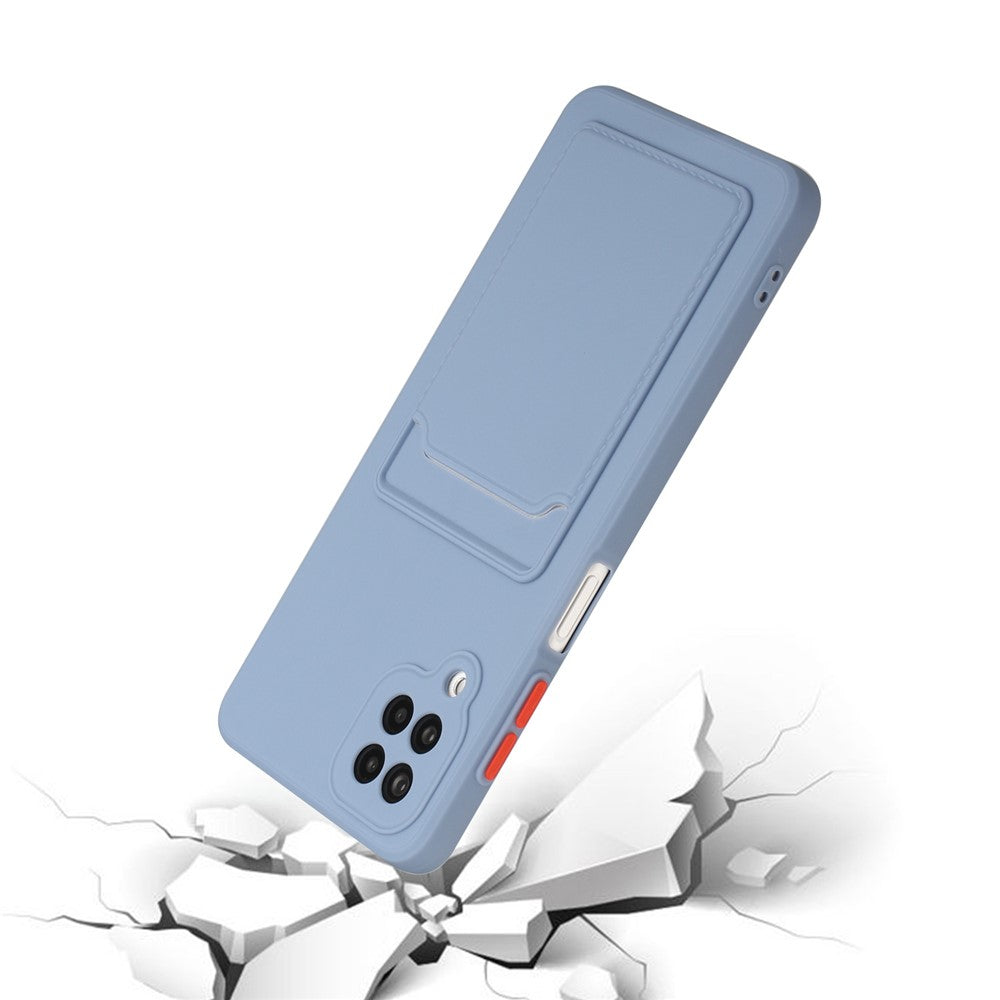 Soft TPU Phone Protection Case Cover with Card Holder for Samsung Galaxy M12 / A12 - Blue