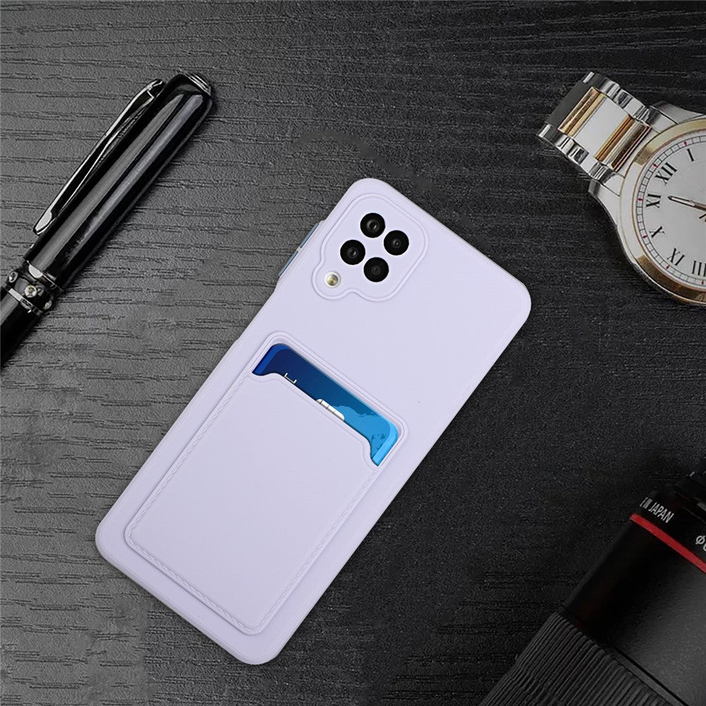 Soft TPU Phone Protection Case Cover with Card Holder for Samsung Galaxy M12 / A12 - Light Purple