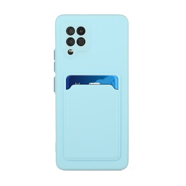 Soft TPU Phone Protection Case Cover with Card Holder for Samsung Galaxy M12 / A12 - Baby Blue