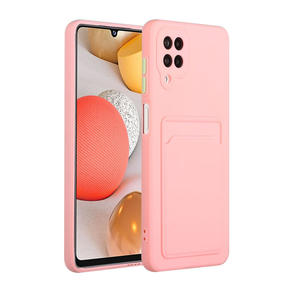 Soft TPU Phone Protection Case Cover with Card Holder for Samsung Galaxy M12 / A12 - Pink