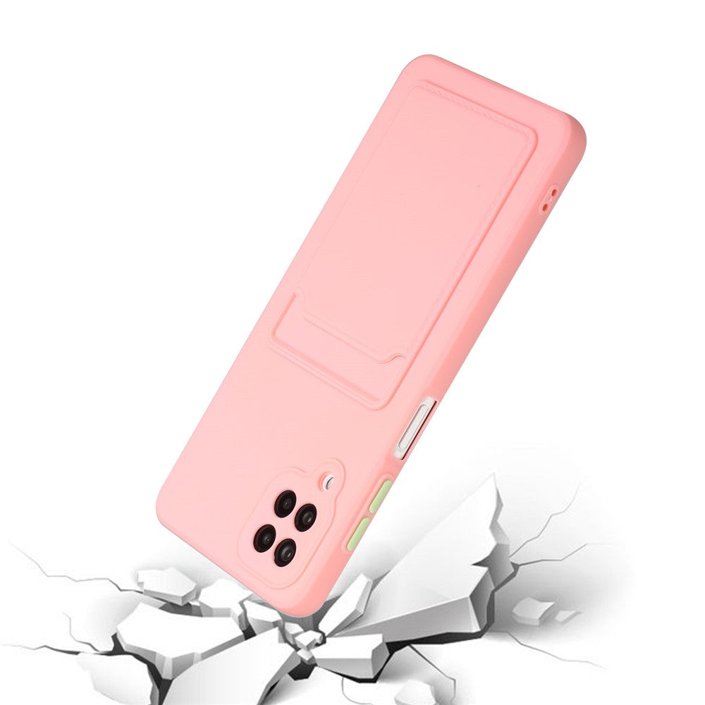 Soft TPU Phone Protection Case Cover with Card Holder for Samsung Galaxy M12 / A12 - Pink