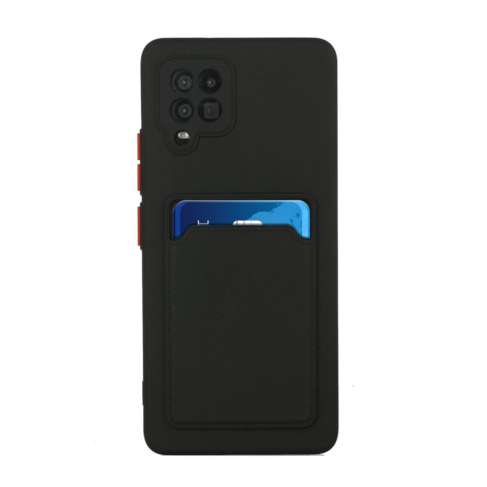 Soft TPU Phone Protection Case Cover with Card Holder for Samsung Galaxy M12 / A12 - Black