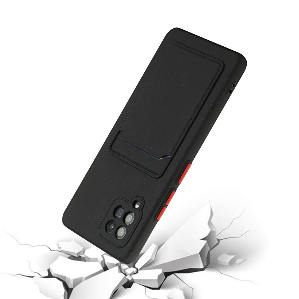 Soft TPU Phone Protection Case Cover with Card Holder for Samsung Galaxy M12 / A12 - Black