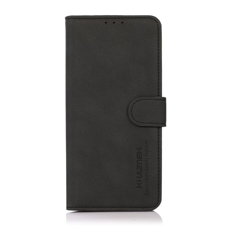 KHAZNEH Textured Surface Wallet Leather Phone Stand Cover Case for Samsung Galaxy A32 5G/M32 5G - Black