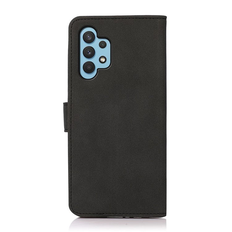 KHAZNEH Textured Surface Wallet Leather Phone Stand Cover Case for Samsung Galaxy A32 5G/M32 5G - Black