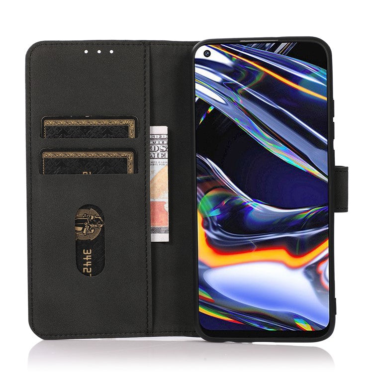 KHAZNEH Textured Surface Wallet Leather Phone Stand Cover Case for Samsung Galaxy A32 5G/M32 5G - Black