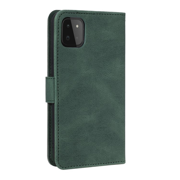 Splicing Stitching Skin-touch PU Leather Case Stand Protector Cover for Samsung Galaxy A22 5G (EU Version) - Green