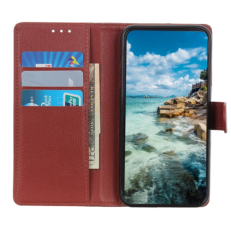 For Samsung Galaxy A22 5G (EU Version) Classic Style Litchi Texture PU Leather Wallet Mobile Phone Case - Brown