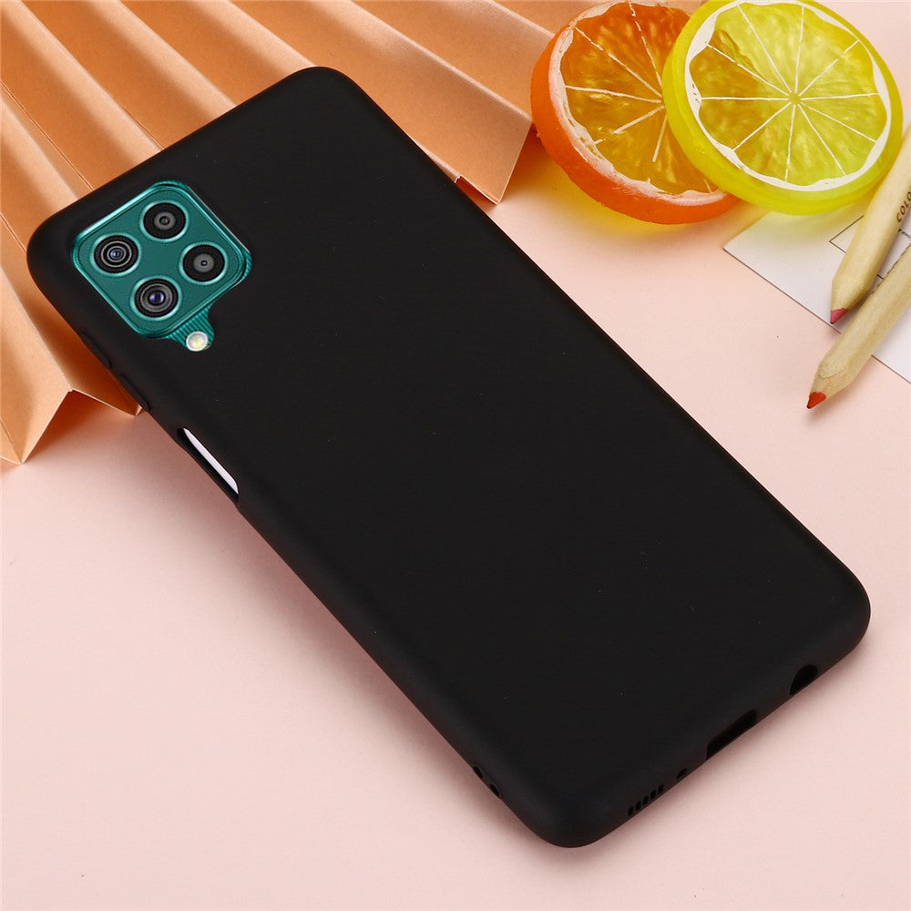 Liquid Silicone Soft Cover Case with Handy Strap for Samsung Galaxy F62/M62 - Black