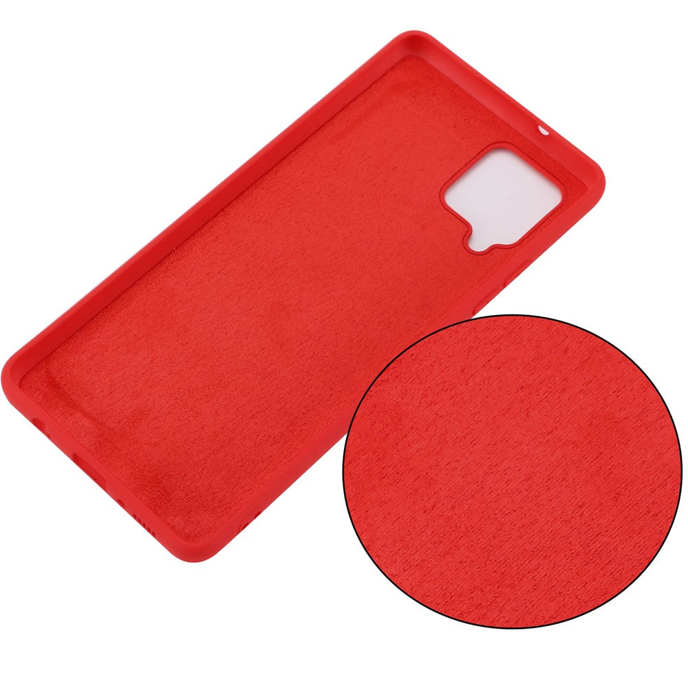 Liquid Silicone Soft Cover Case with Handy Strap for Samsung Galaxy F62/M62 - Red